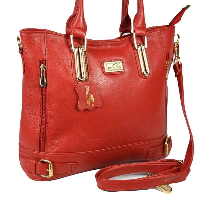 Grande Leather Tote Bag in Red