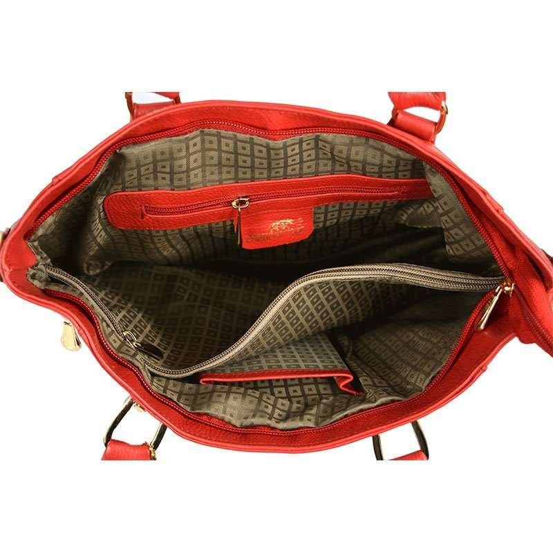 Grande Leather Tote Bag in Red - Bornleather