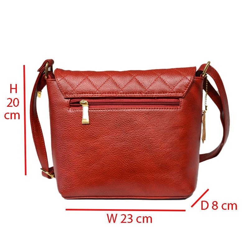 Diamond Culcita Genuine Leather Shoulder Bag in Red