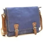 Blue Denim Leather Messenger Bag