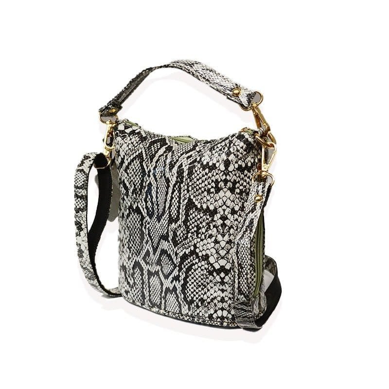 Snake Print Leather Shoulder Bag