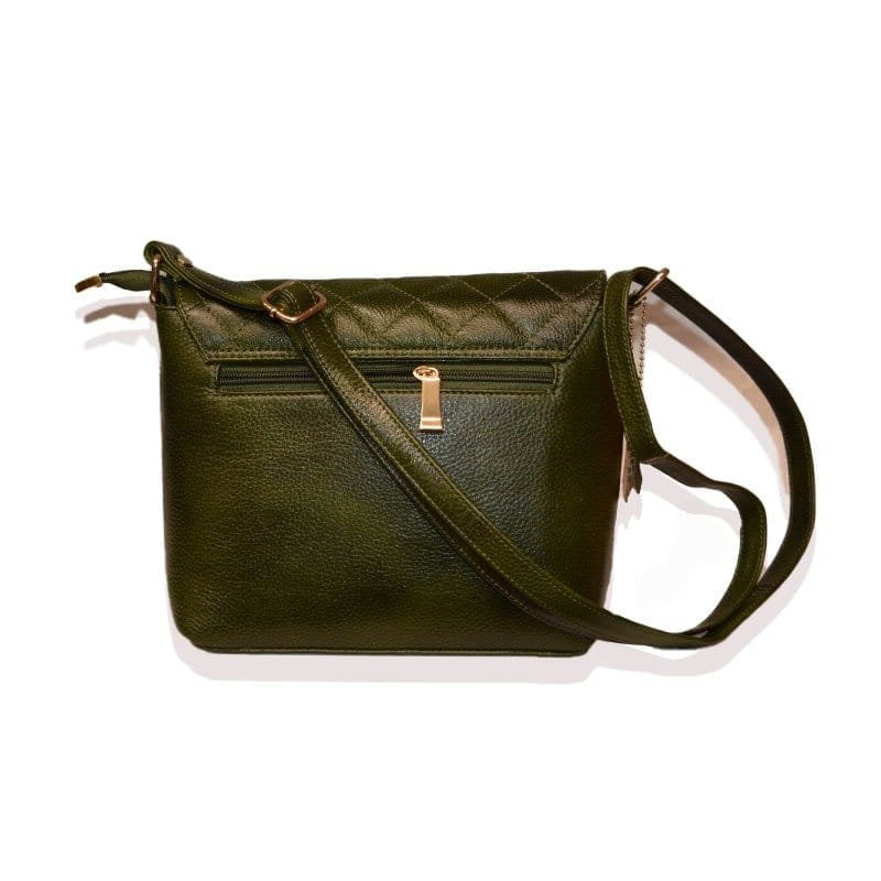 Diamond Culcita Genuine Leather Shoulder Bag in Green