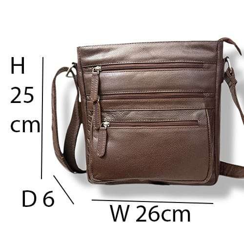 Ladies Leather Organiser Cross body Bag Brown