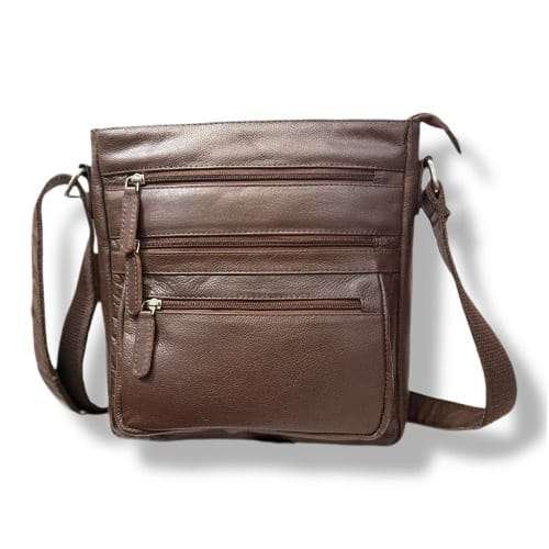 Ladies Leather Organiser Cross body Bag Brown